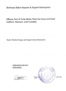 hasil uji air minum hasil penyaringan nazava ethiopia