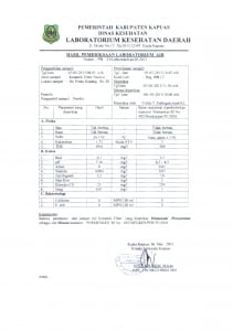 hasil uji air minum hasil penyaringan nazava kalimantan tengah