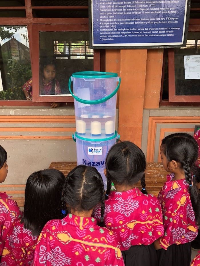 nazava water filter for bali volcano refugees