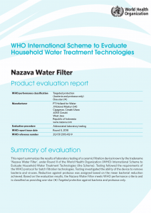 hasil uji air minum hasil penyaringan nazava oleh WHO