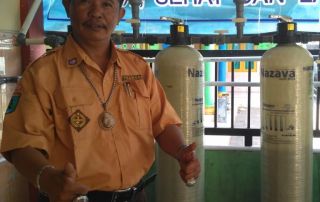 sistem filter air tingkat desa dapat menyaring besi, mangan, kesadahan dan air asin di balongtani, jabon, sidoarjo