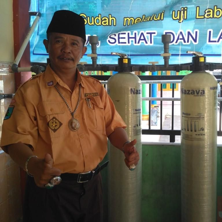 sistem filter air tingkat desa dapat menyaring besi, mangan, kesadahan dan air asin di balongtani, jabon, sidoarjo